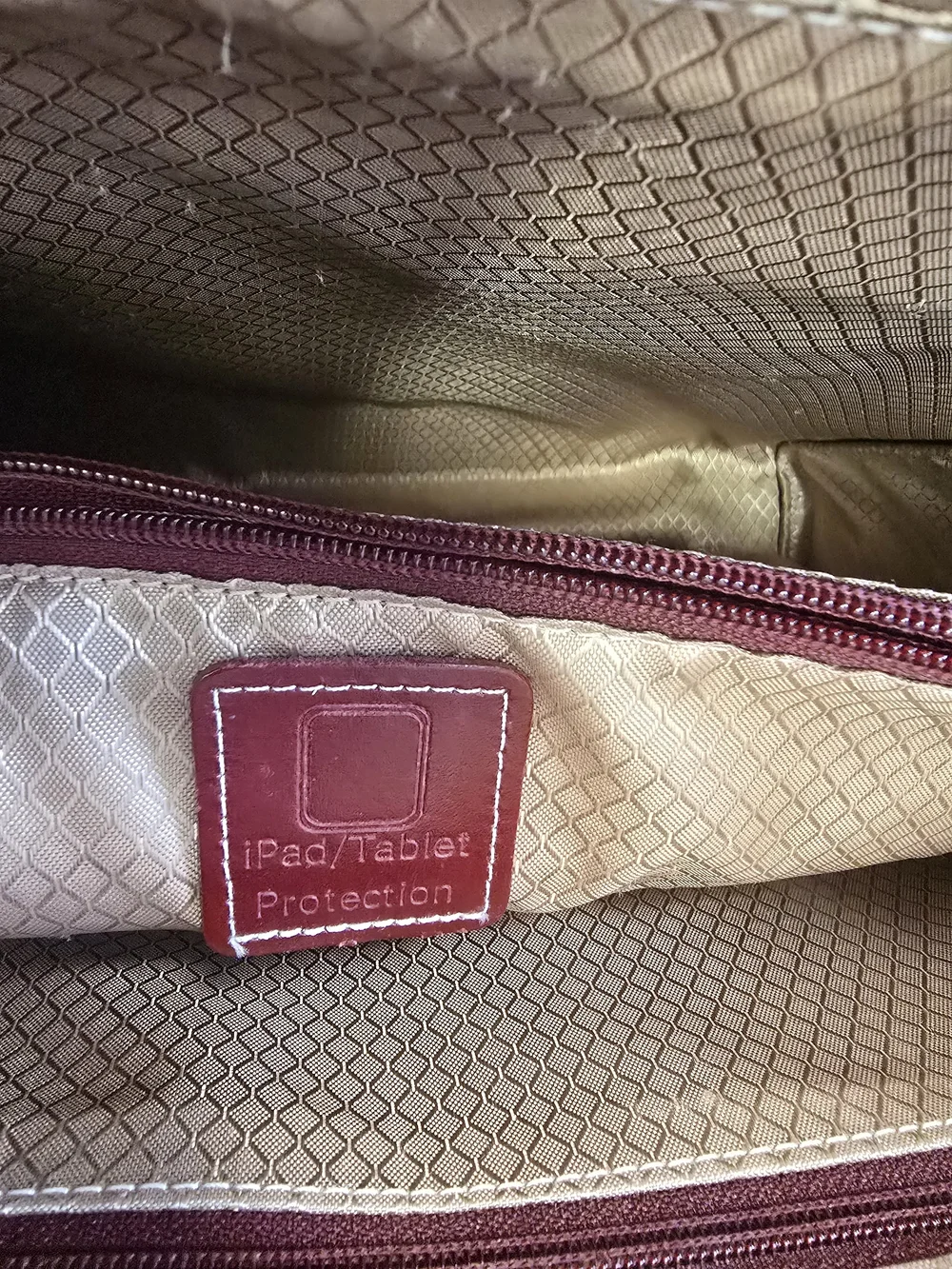 Sleek Red McKlein Leather Laptop Tote with Top Handles and Shoulder Strap